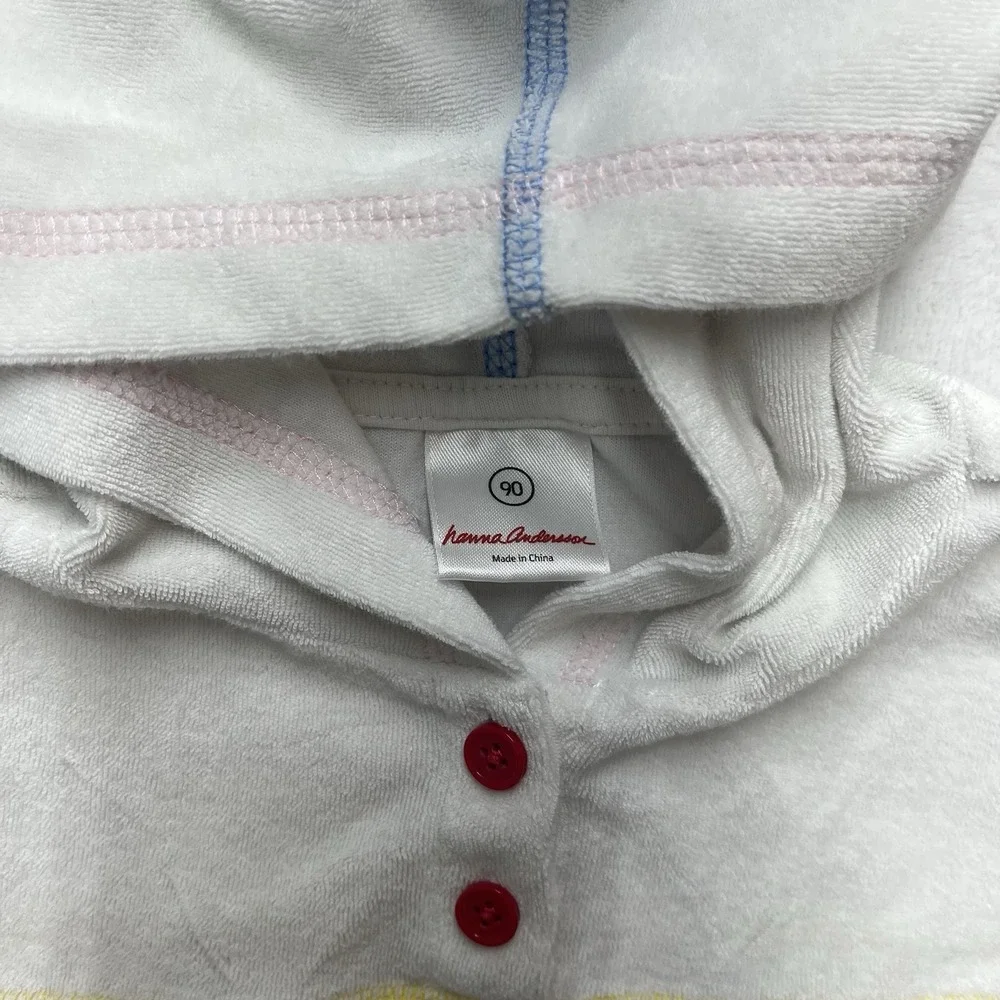 Hanna Andersson‎ Terry Cloth Hooded Swim Cover Girls 90/ 3T White Pool Summer